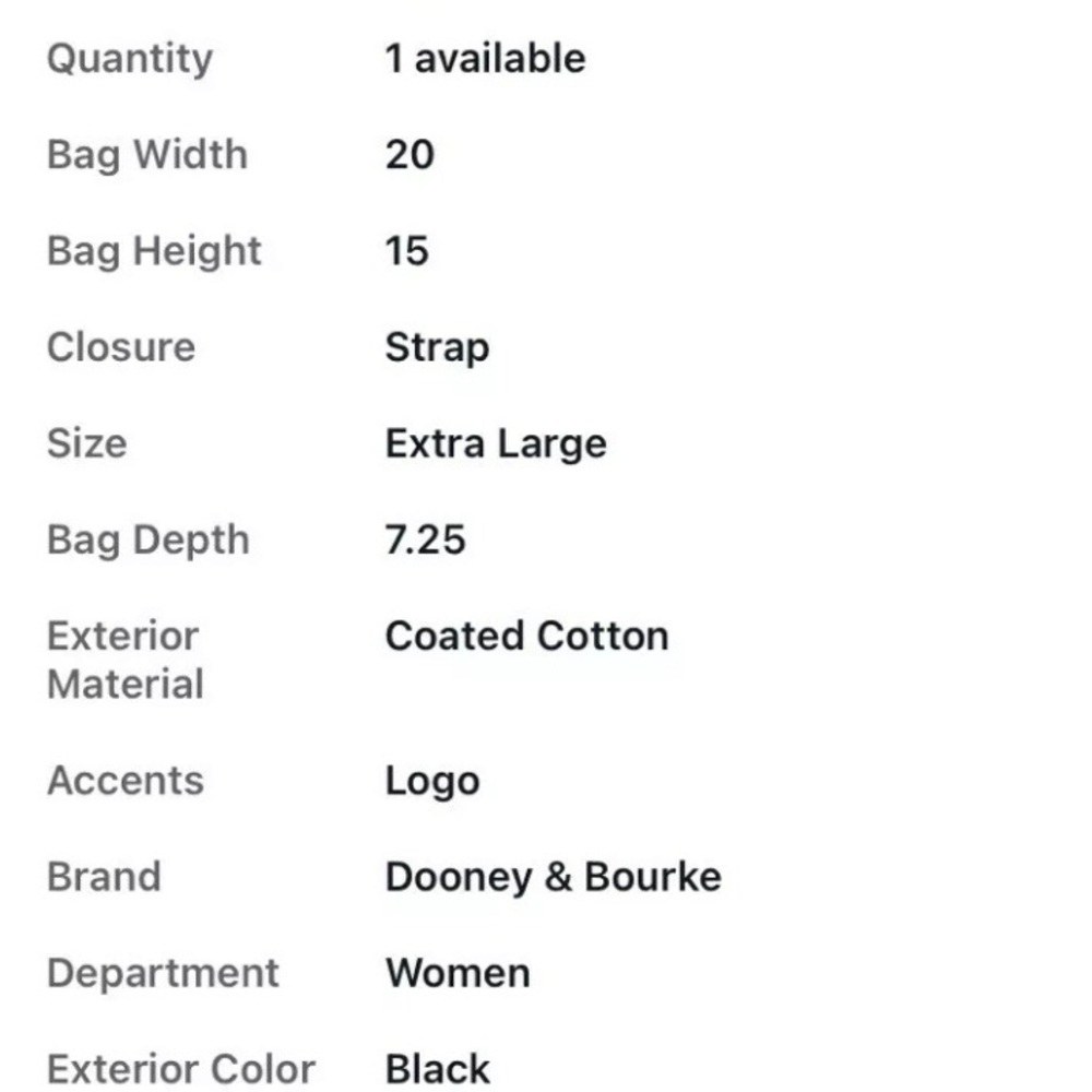 🐝Big! Huge! DOONEY BOURKE Beautiful Tote Bag D's & Bees RARE 20Wx 15Hx 7.25D - Picture 13 of 13